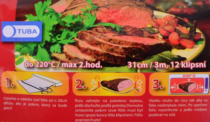 Kinekus Fólia na pečenie - rukáv 3m + 12 klip.