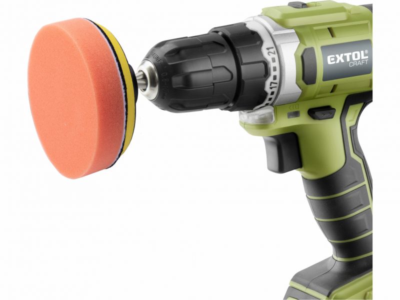 EXTOL CRAFT Sada na čistenie do vŕtačky, unášací tanier 100mm, 3x špongia, 6x abrazív. výsek