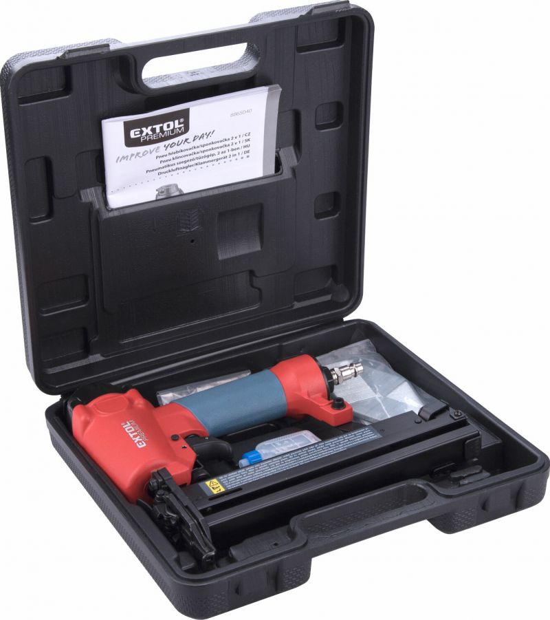 EXTOL PREMIUM Klincovačka a sponkovačka pneum. klince 16-45mm, 25x1mm