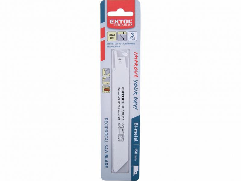 EXTOL PREMIUM Plátky pílové do chvostvej píli 3ks, BiM, 150x19x0.9mm