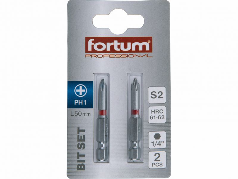 FORTUM Bit krížový PH1x50mm, 2ks, S2