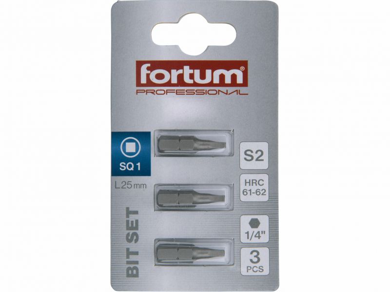 FORTUM Bit štvorec Sq 1x25mm, 3ks