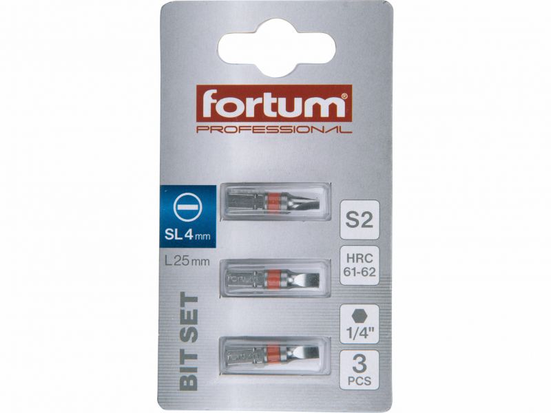 FORTUM Bit plochý 4x25mm, 3ks,S3