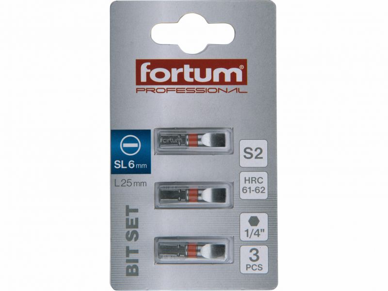 FORTUM Bit plochý 6x25mm, 3ks,S5