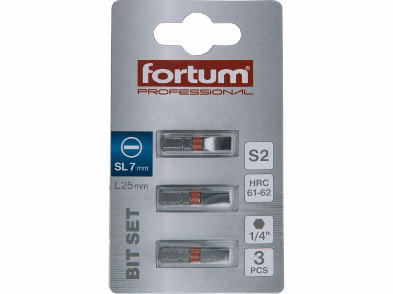 FORTUM Bit plochý 7x25mm, 3ks,S6