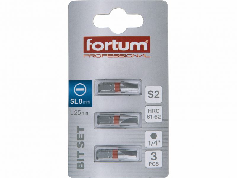 FORTUM Bit plochý 8x25mm, 3ks,S7