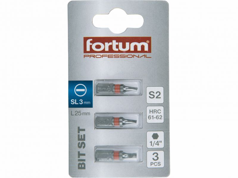 FORTUM Bit plochý 3x25mm, 3ks,S2