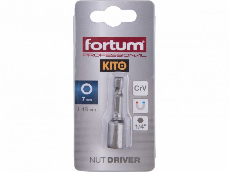 FORTUM Hlavica nástrčná magnet. 7x45mm, 6-hranná stopka 1/4"
