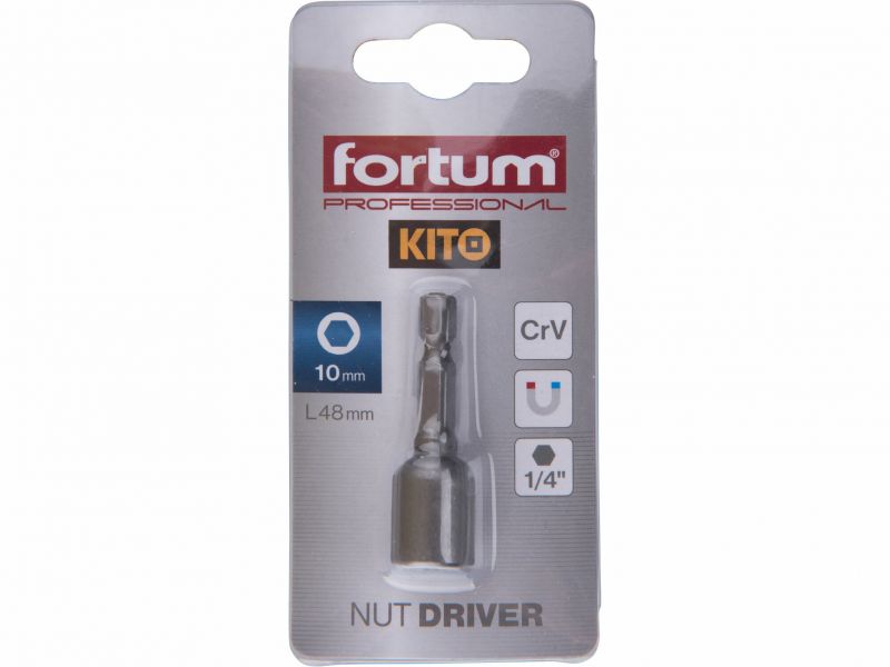 FORTUM Hlavica nástrčná magnet. 10x45mm, 6-hranná stopka 1/4"