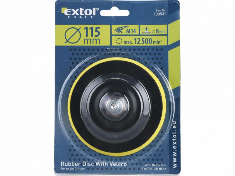 EXTOL CRAFT Tanier unášací penový so suchým zipsom pre uhl .brúsky 115mm, M14, adaptér na vŕtačku