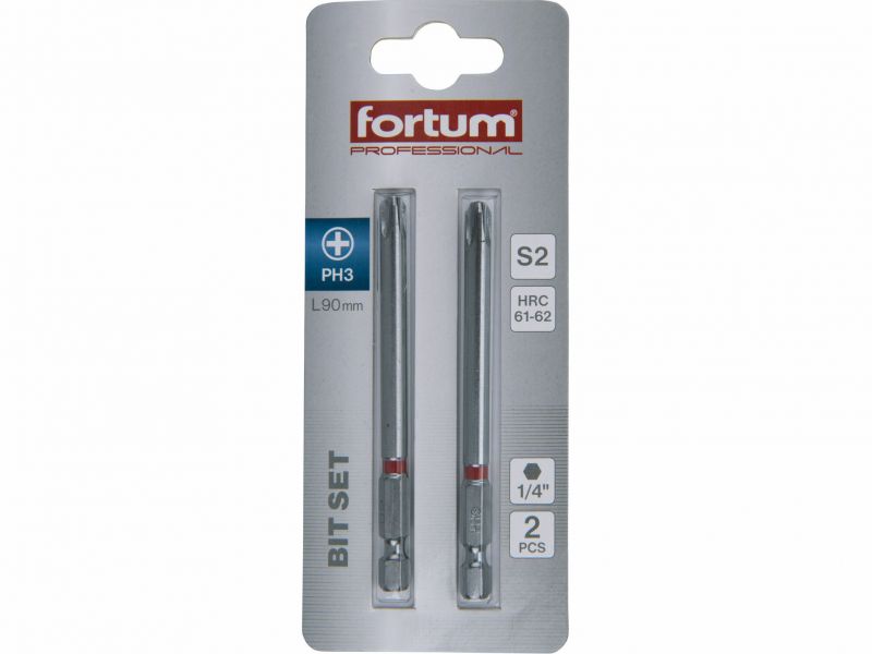 FORTUM Bity krížové PH 3x90mm, 2ks, S2