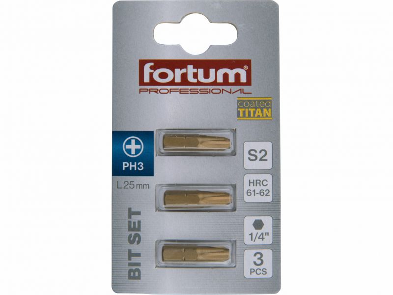 FORTUM Bity krížové PH 3x25mm, 3ks, S2