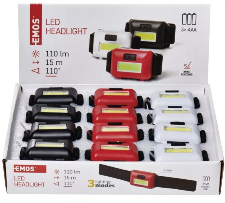 COB LED čelovka P3538, 110 lm, 3× AAA, mix farieb foto3
