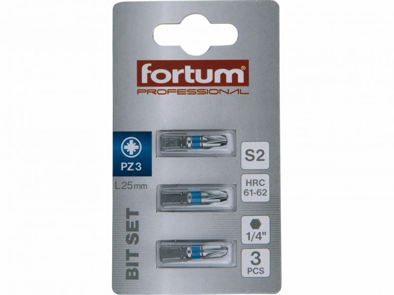 FORTUM Bity krížové PZ3x25mm, 3ks, S2