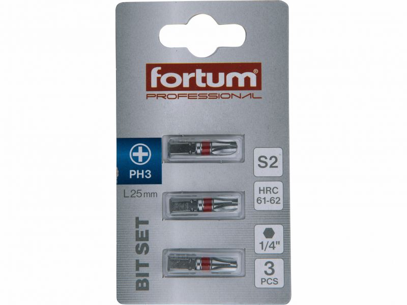 FORTUM Bity krížové PH3x25mm, 3ks, S2