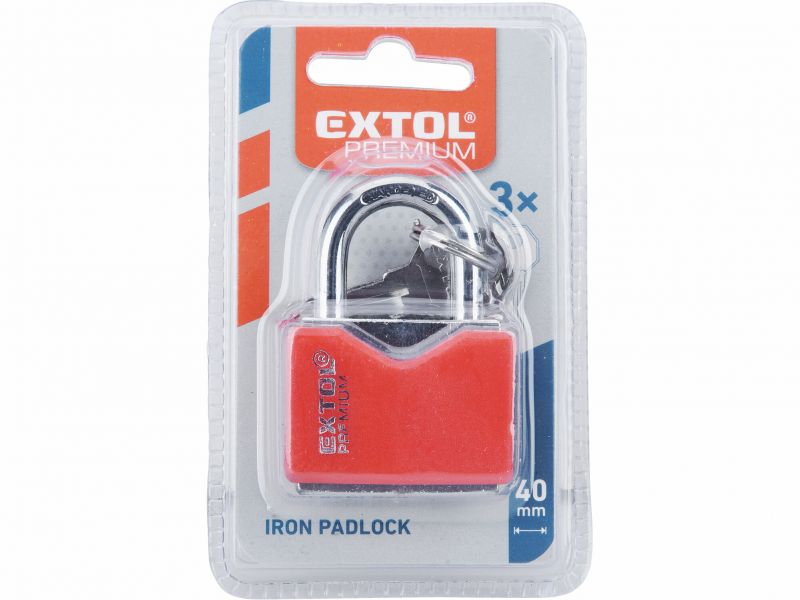 EXTOL PREMIUM Zámok visiaci 40mm s ochranným plastom