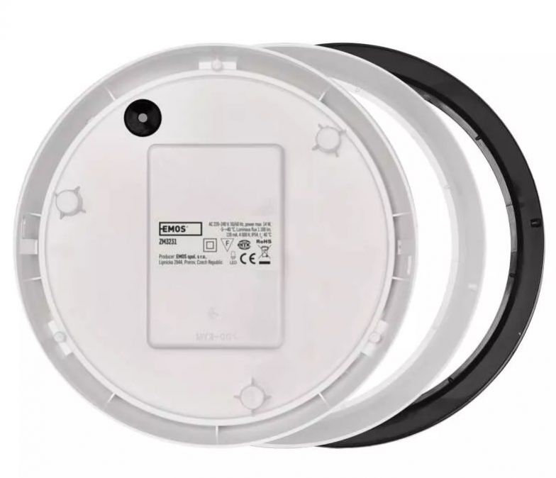 EMOS LED svietidlo prisadené kruhové so senzorom, 14W, neutrálna biela, priemer 21,5cm, čierna/biela