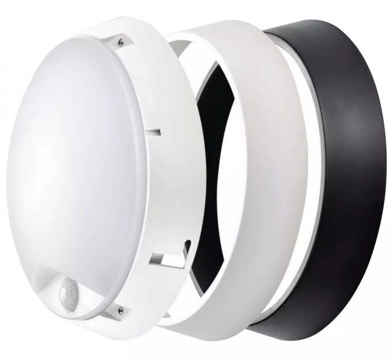 EMOS LED svietidlo prisadené kruhové so senzorom, 14W, neutrálna biela, priemer 21,5cm, čierna/biela