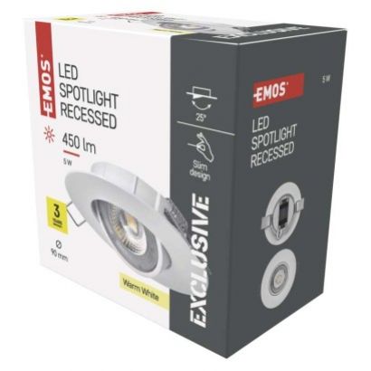 EMOS LED bodové svietidlo Exclusive biele, kruh 5W teplá biela