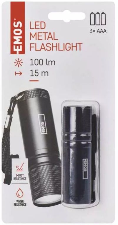 EMOS COB LED ručné kovové svietidlo P3894, 100 lm, 3× AAA
