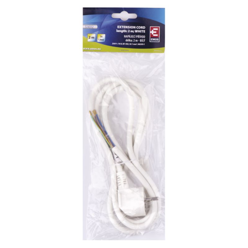 Flexo šnúra PVC 3× 1,0mm2, 2m, biela