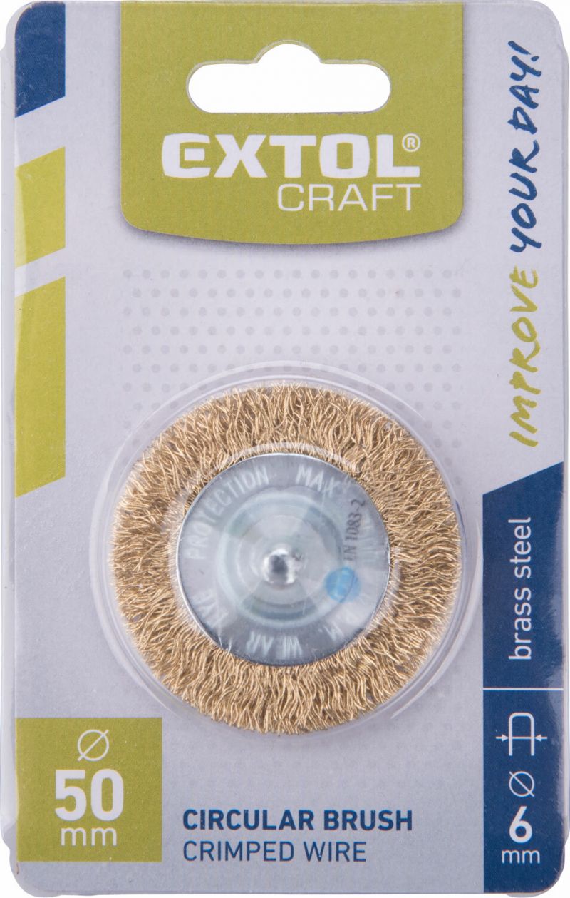 EXTOL CRAFT Kartáč okružný 50mm ocel.drôt so stopkou pr. 6mm
