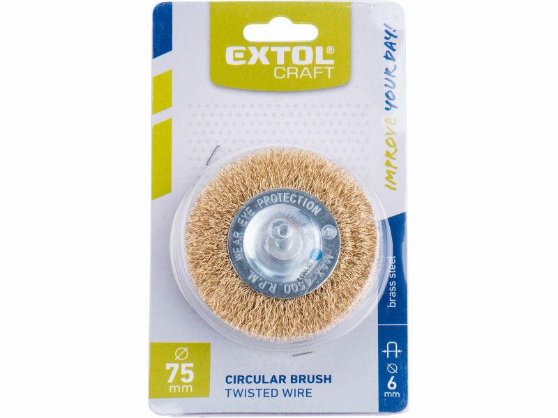 EXTOL CRAFT Kartáč okružný ocel.drôt so stopkou 75mm