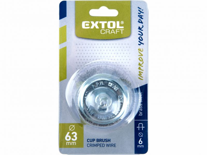 EXTOL CRAFT Kartač hrnčekový ocel.so stopkou 63mm