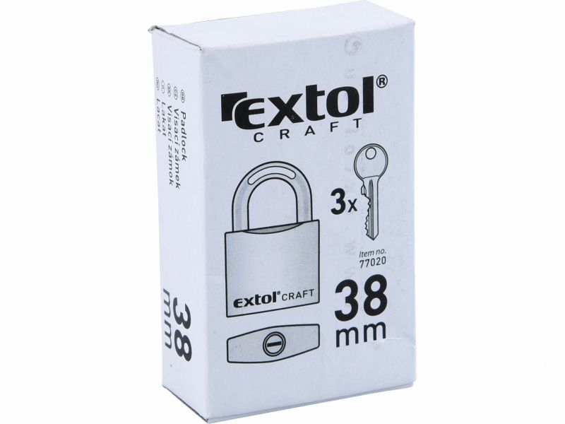 EXTOL CRAFT Zámok visiaci 38mm liatinový  3kľúče