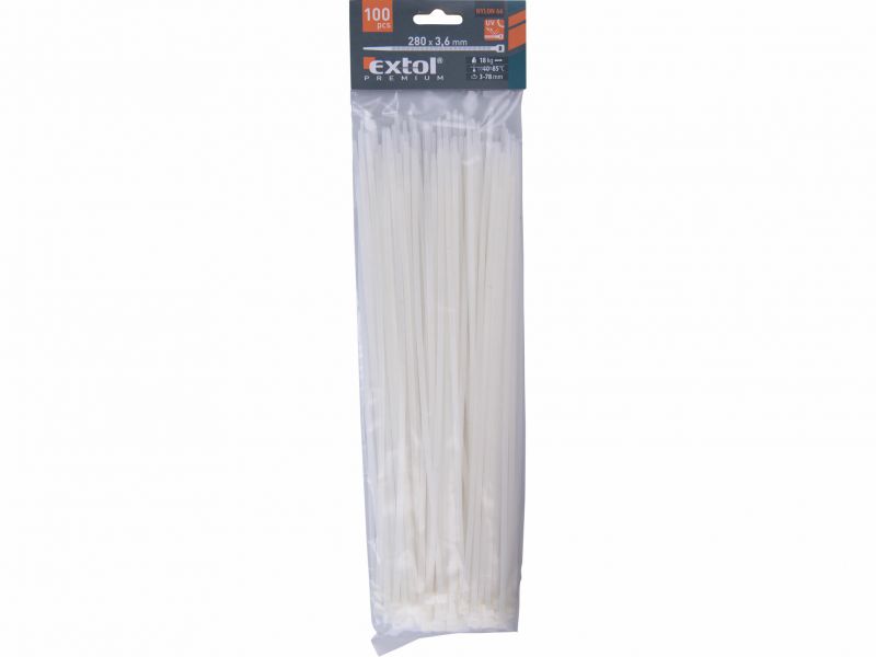 EXTOL PREMIUM Pásky sťahovacie 3,6x280mm 100ks EP