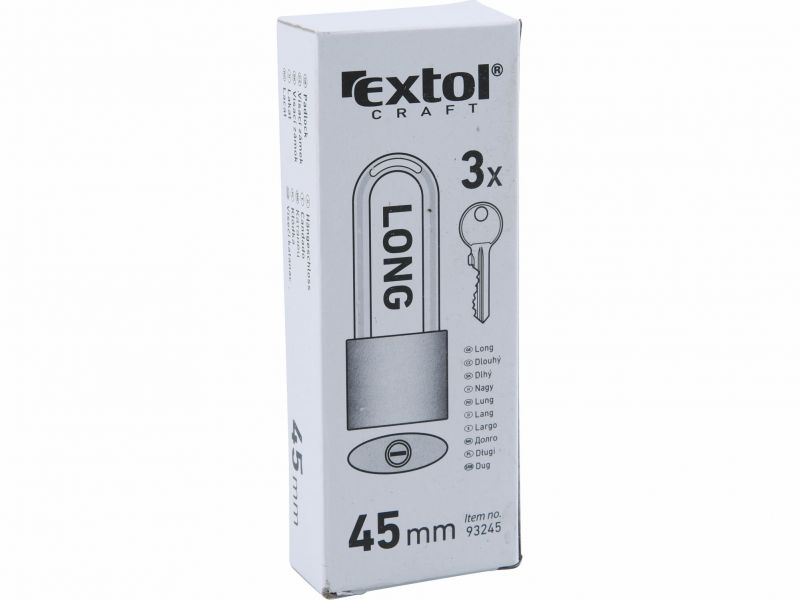 EXTOL CRAFT Zámok visiaci predĺžený 45mm liatinový 3 kľúče