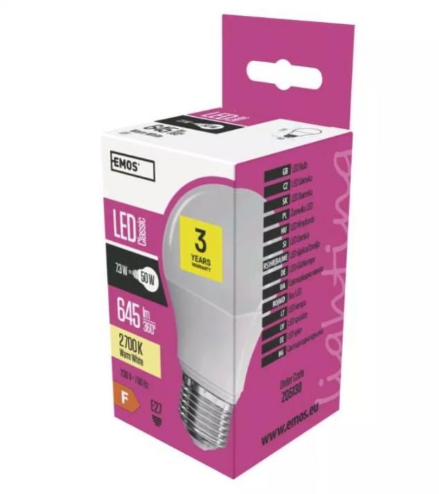 LED žiarovka Classic A60 7,3W E27 teplá biela foto2