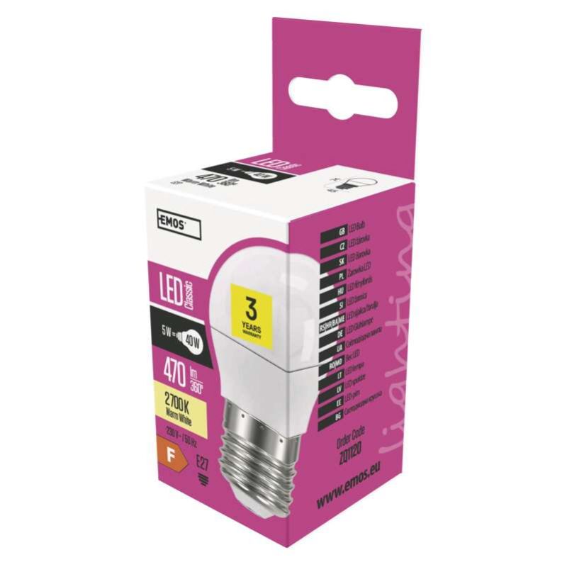LED žiarovka Classic Mini Globe 5W E27 teplá biela foto3