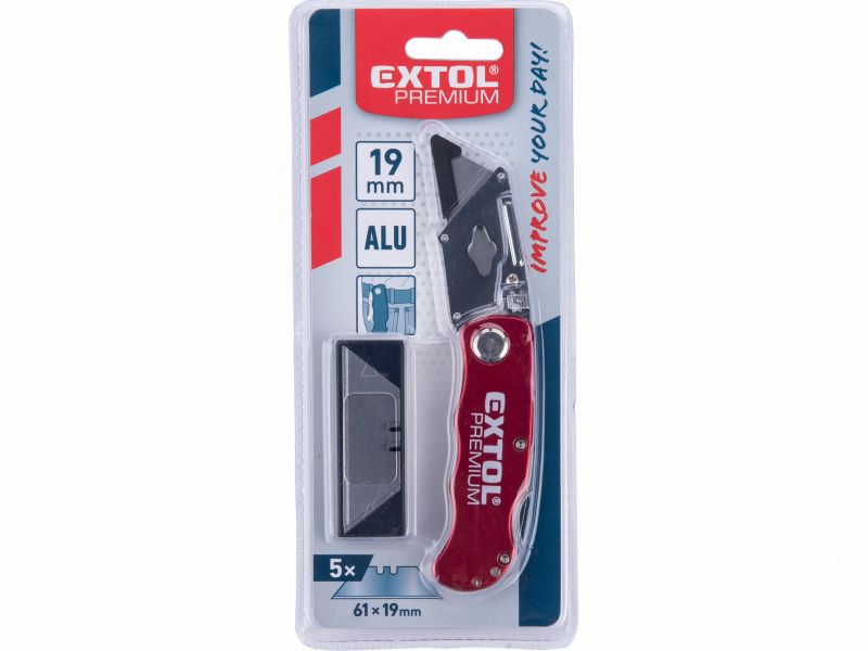 EXTOL PREMIUM Nôž univerzálny zatvárací s poistkou, 150mm, celokovový