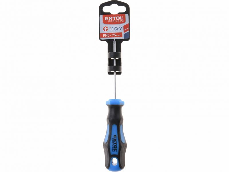 EXTOL PREMIUM Skrutkovač (+) PH0x75mm, CrV, pogumovaná rukoväť