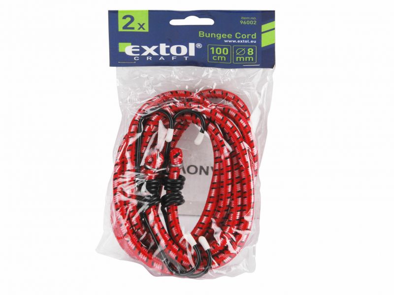 EXTOL CRAFT Popruhy s hákmi, elastické, 2-dielna sada, 120cm