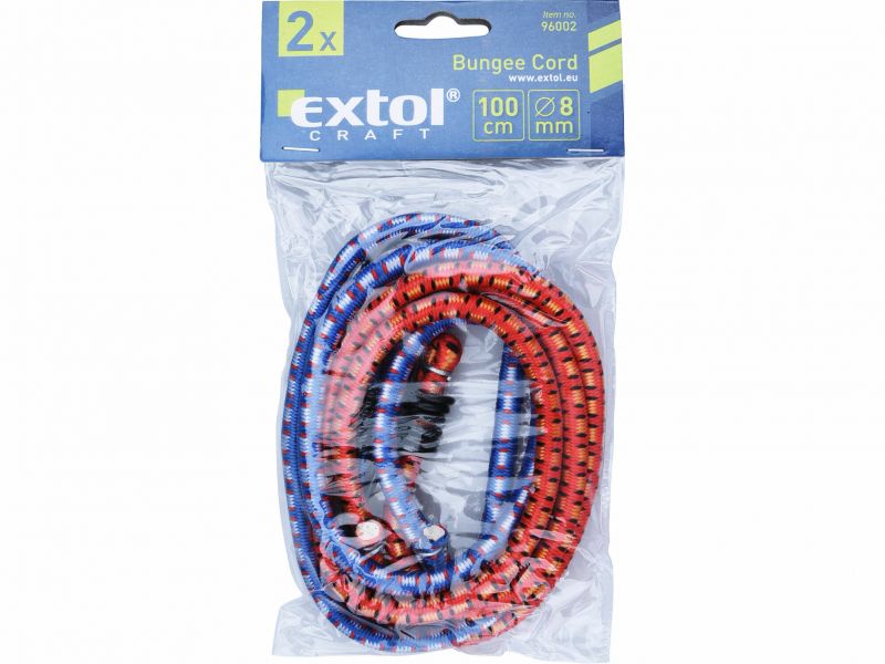 EXTOL CRAFT Popruhy s hákmi, elastické, 2-dielna sada, 100cm