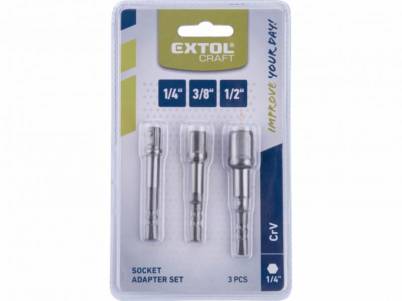 EXTOL CRAFT Adaptéry, 3-dielna sada, 1/4" na 1/4 ´´-3/8" -1/2"