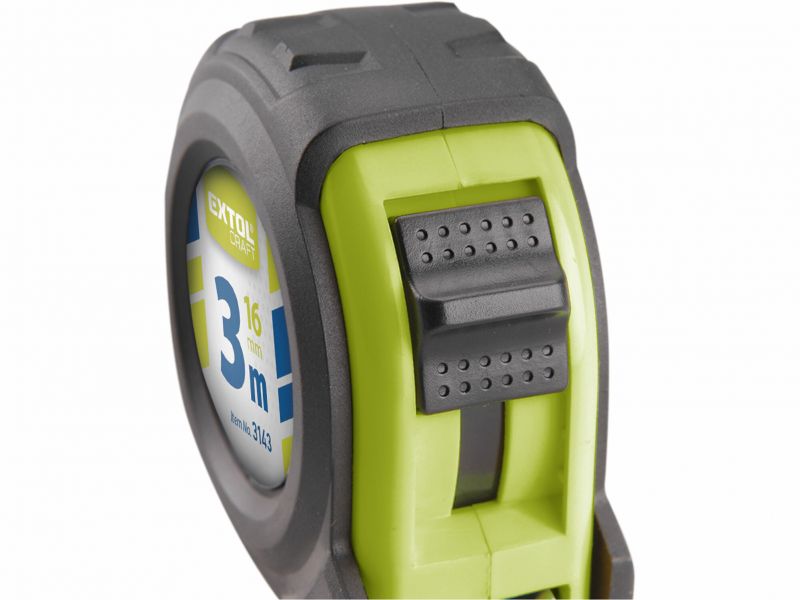 EXTOL CRAFT Meter zvinovací, pogumovaný, 1xbrzda, 3m, šírka pásu 16mm
