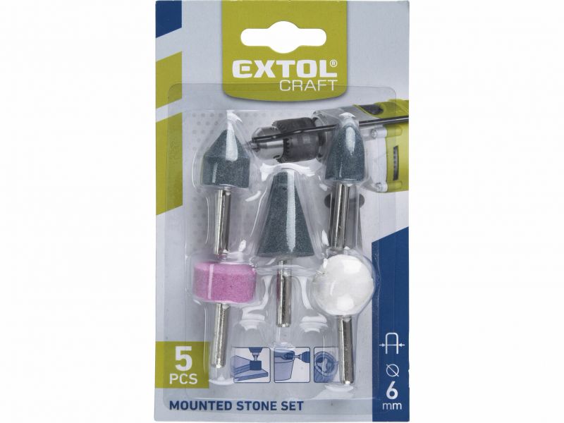 EXTOL CRAFT Telieska brúsne, 5-dielna sada, stopka pr.6mm