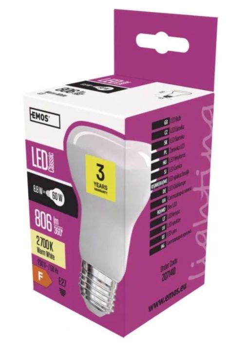 Žiarovka LED 8.8W E27 806lm 2700K 230V 63x100mm tvar R63 foto2