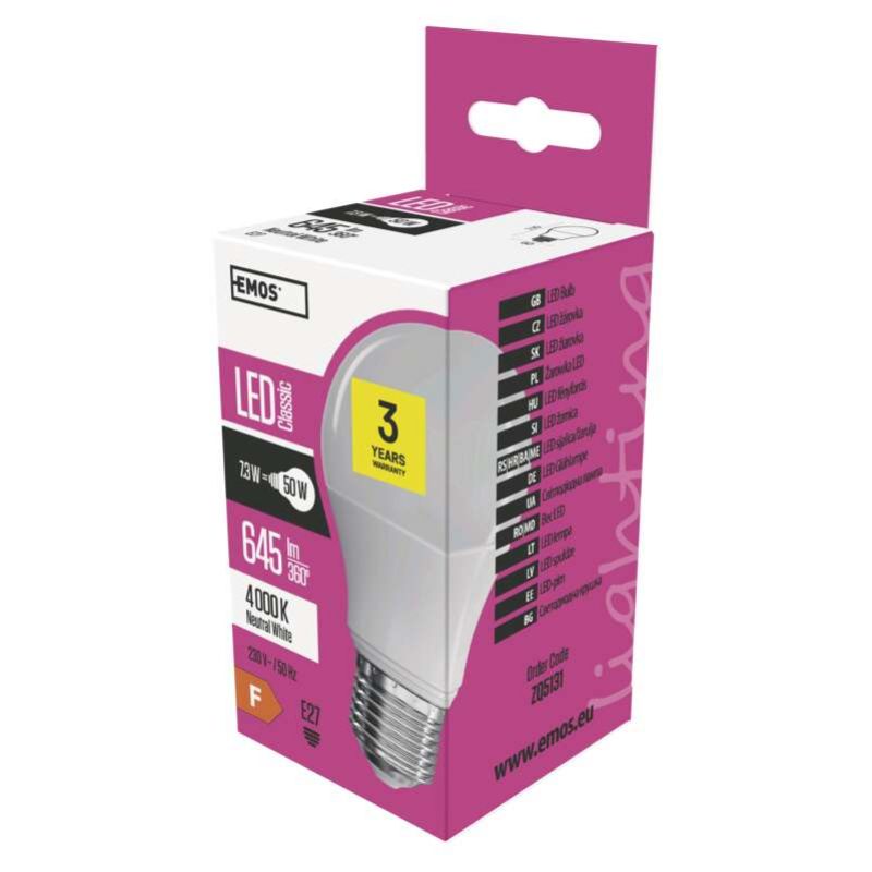 LED žiarovka Classic A60 7,3W E27 neutrálna biela foto3