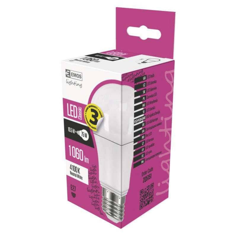 Žiarovka LED 10.75W E27 1060lm 4000K 230V 60x120mm tvar A60 foto2