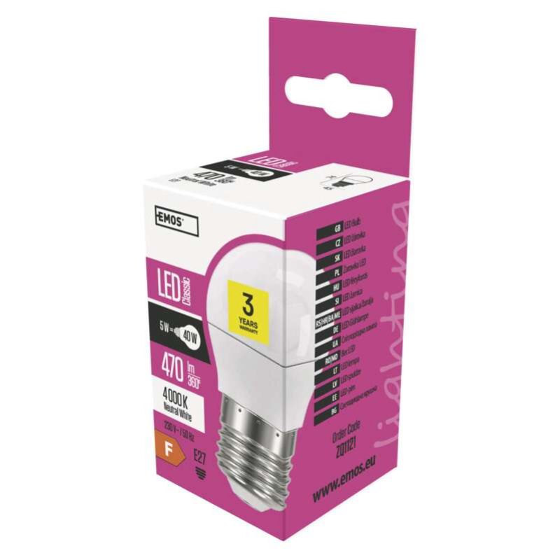 LED žiarovka Classic Mini Globe 5W E27 neutrálna biela foto2