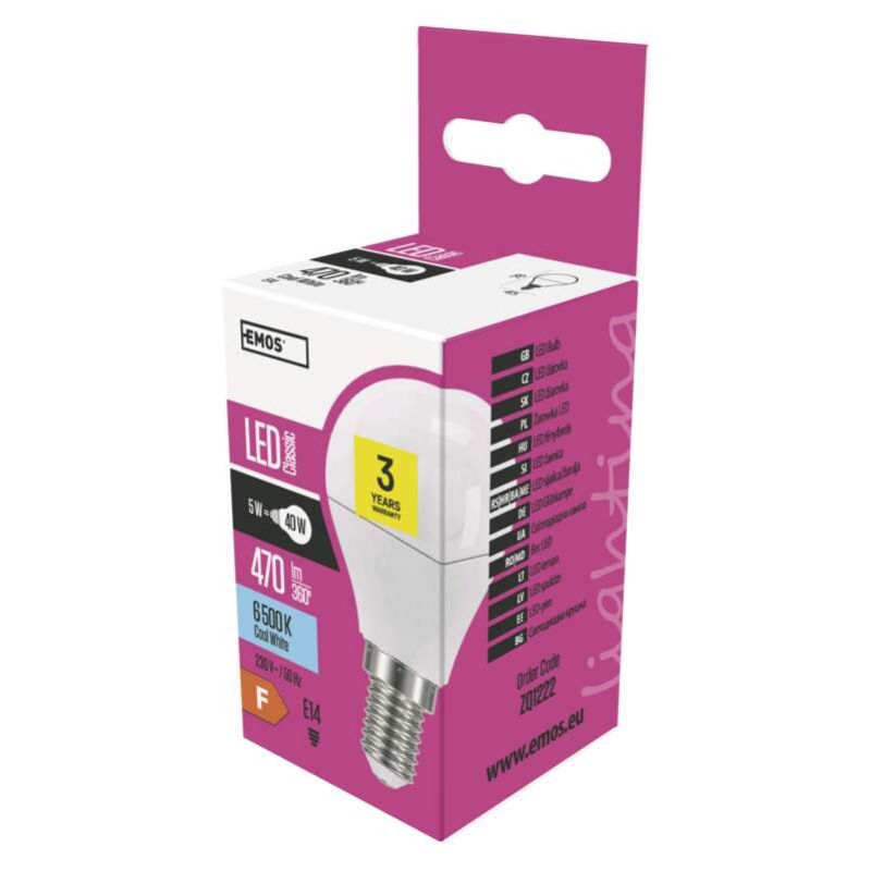 LED žiarovka Classic Mini Globe 5W E14 studená biela foto3