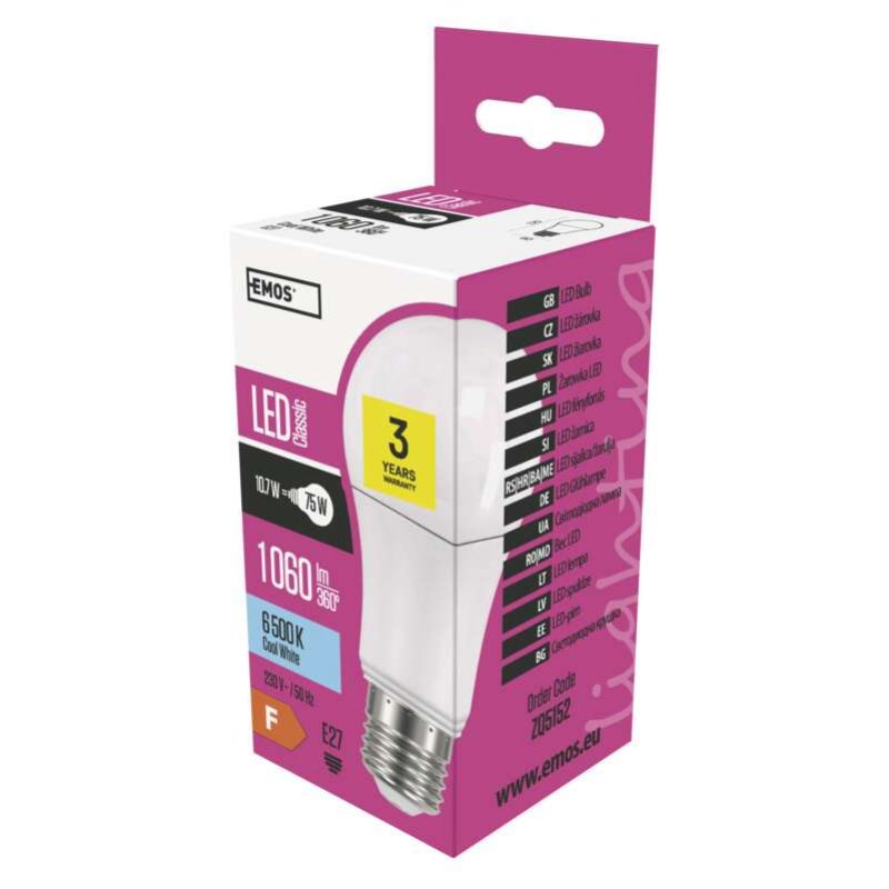 LED žiarovka Classic A60 10,7W E27 studená biela foto3