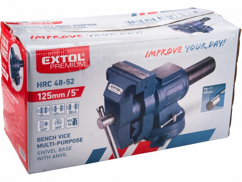 EXTOL PREMIUM Zverák otočný multifunkčný 125mm s kovadlinou