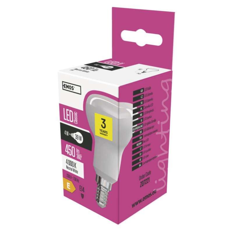 Žiarovka LED 4W E14 450lm 4000K 230V 50x85mm tvar R50 foto3