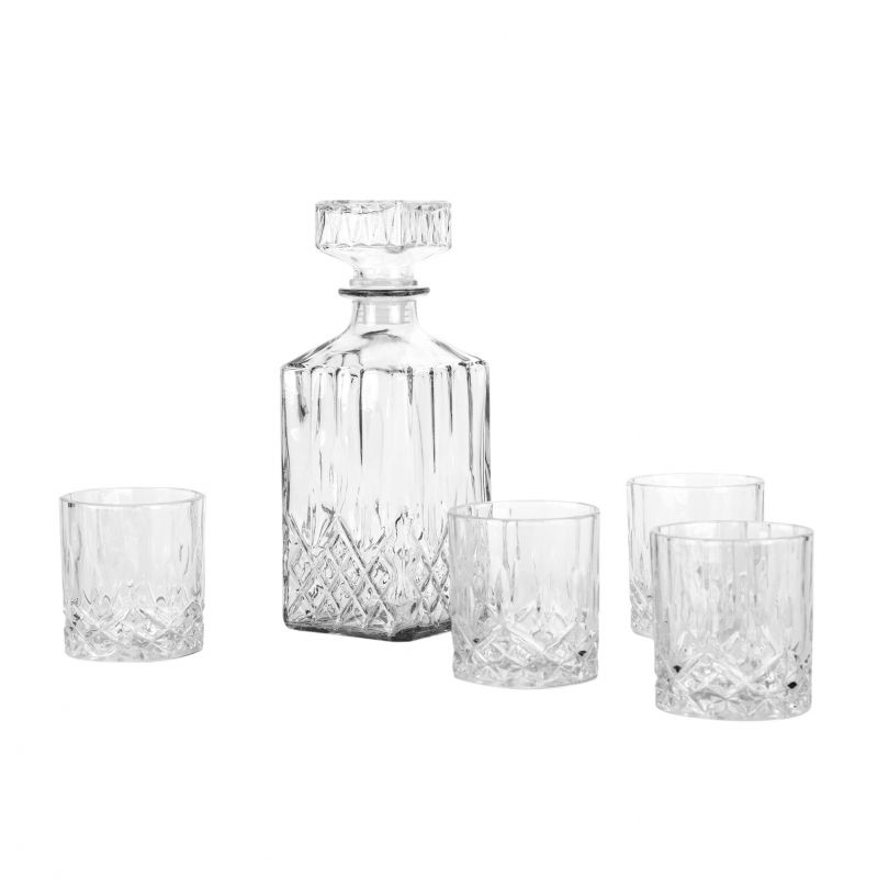 Kinekus Fľaša na whisky + 4 poháre, sklo