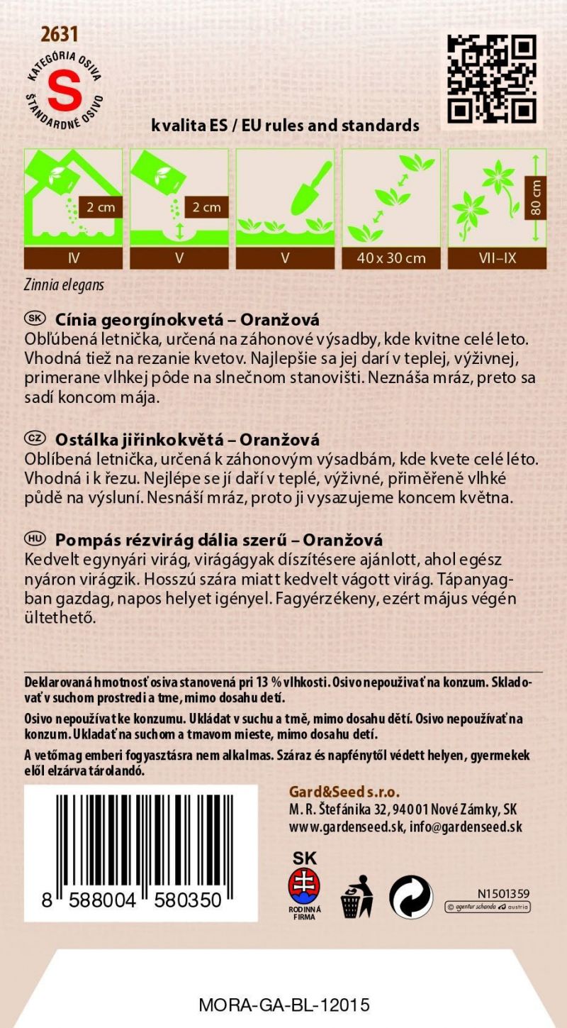 Kinekus Cínia georgínokvetá oranžová